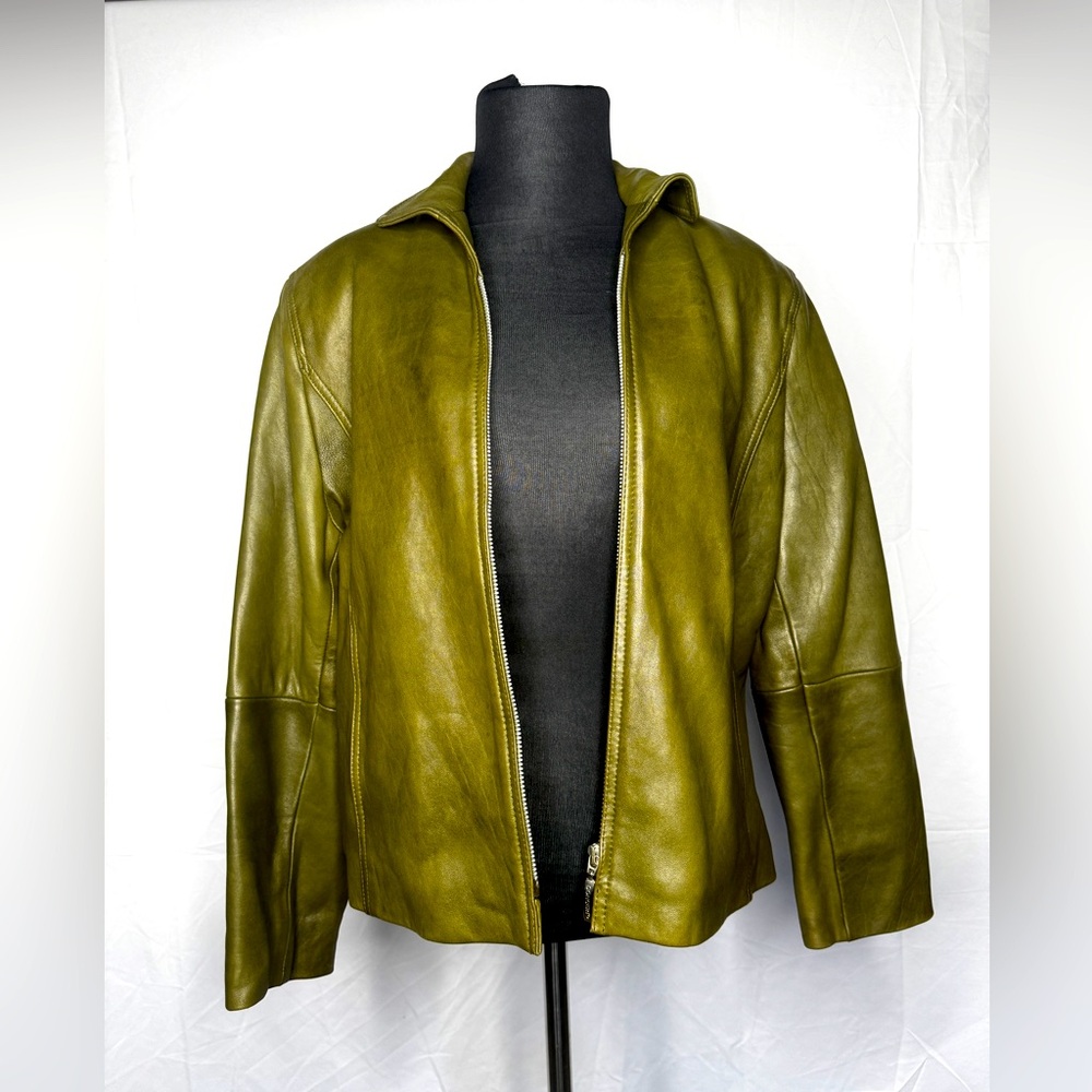 Concerto Italia Olive green motorcycle jacket.